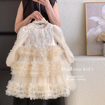 Baby Girls Clothing 2025 Autumn and Winter New Item Beautiful Dress Solid Color Pretty for Little Girls