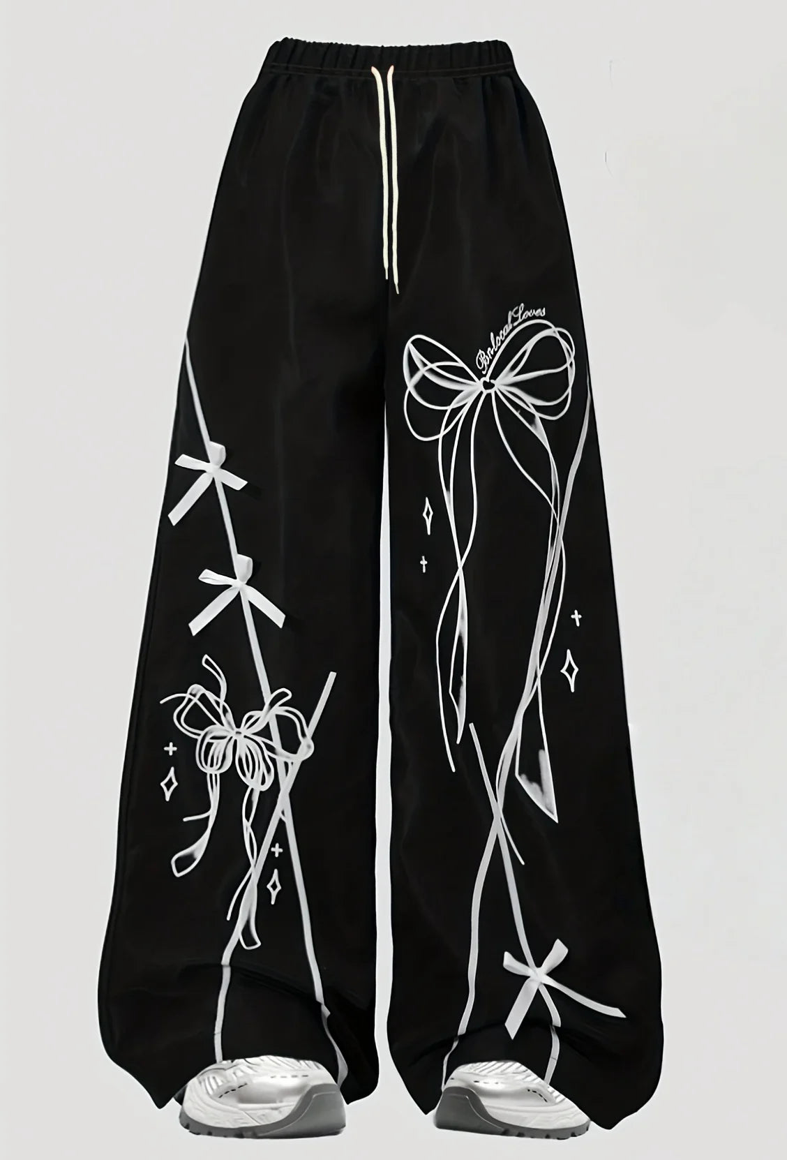 Teen Girls Tracksuit Set Autumn Spring Bow T-Shirt Crop Top Long Wide Leg Pant Kid's Clothing Letter Print Casual Outfit