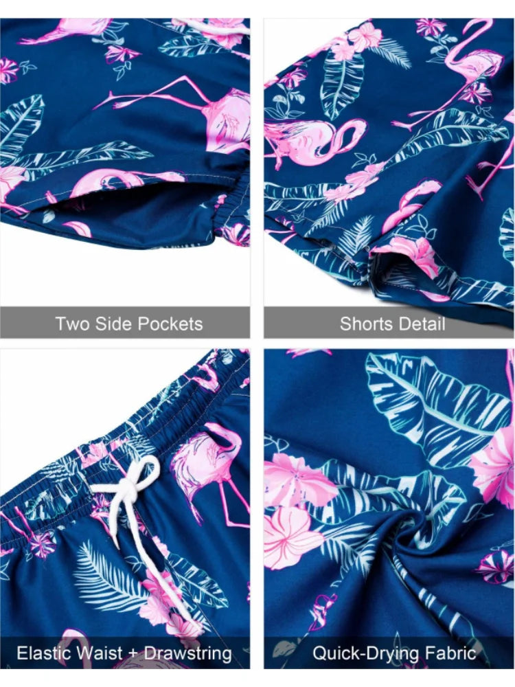 2024 New Men's Beach Wear 2-Piece Quick Drying Hawaiian Shirt and Shorts Set Summer Men's Fashion Striped Print Casual Wear