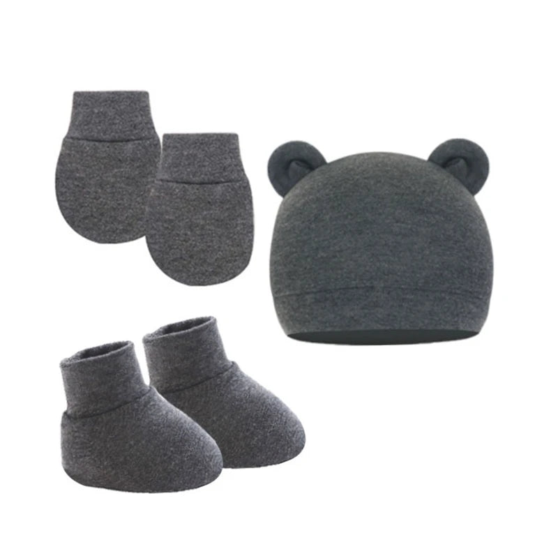 Baby Ears Newborn Hats Mittens and Socks Set for Boys Girls Beanie Hat 0-6 Month Baby Stuff (Pack of 3) Dropshipping