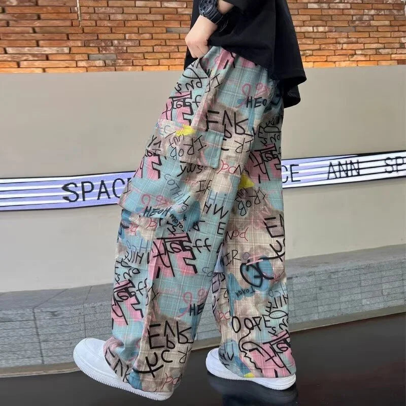 Child Pants 2025 New Spring Boys Trousers Teenager Autumn Fashion Clothing Kids Wide-legged Trousers Boy Letter Loose Pants