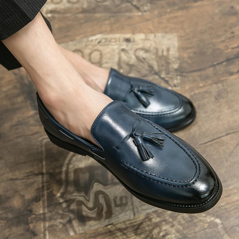 High Quality Men's Dress Shoes Slip On Leather Shoes Male Casual Business Shoes For Men 2026 Flat Party Leather Loafers Man