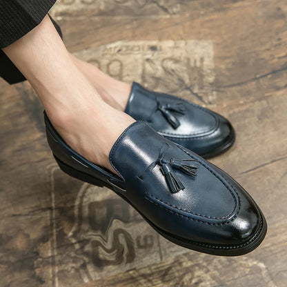High Quality Men's Dress Shoes Slip On Leather Shoes Male Casual Business Shoes For Men 2026 Flat Party Leather Loafers Man