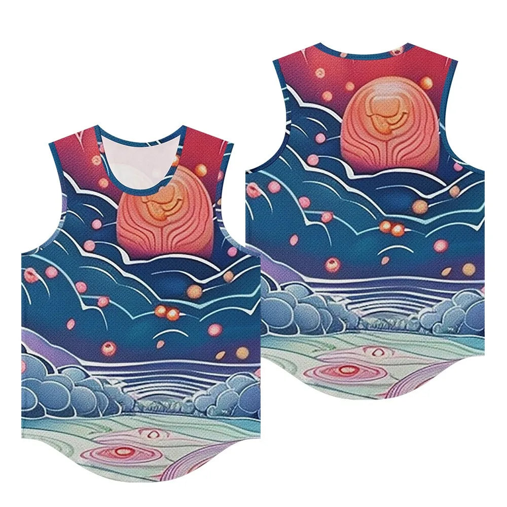 Men Vests Trendy Tropical Monstera Printed Breathable Beach Artistic Essential Tank Top Activewear Sports Oversized Clothing