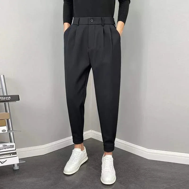 Draped Fluid Trousers for Men Office Work Man Suits Pants Plus Big Size Fabric Slacks Luxury Fashion Korean Reviews Many Dress