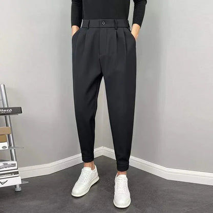 Draped Fluid Trousers for Men Office Work Man Suits Pants Plus Big Size Fabric Slacks Luxury Fashion Korean Reviews Many Dress