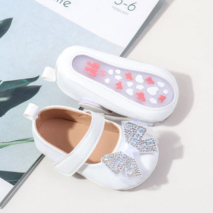 Baby Girls Shoes PU Toddler Princess Dress Shoes For Girls With Bowknot Flat Non-Slip Rubber Soles Spring Summse Infant Shoes