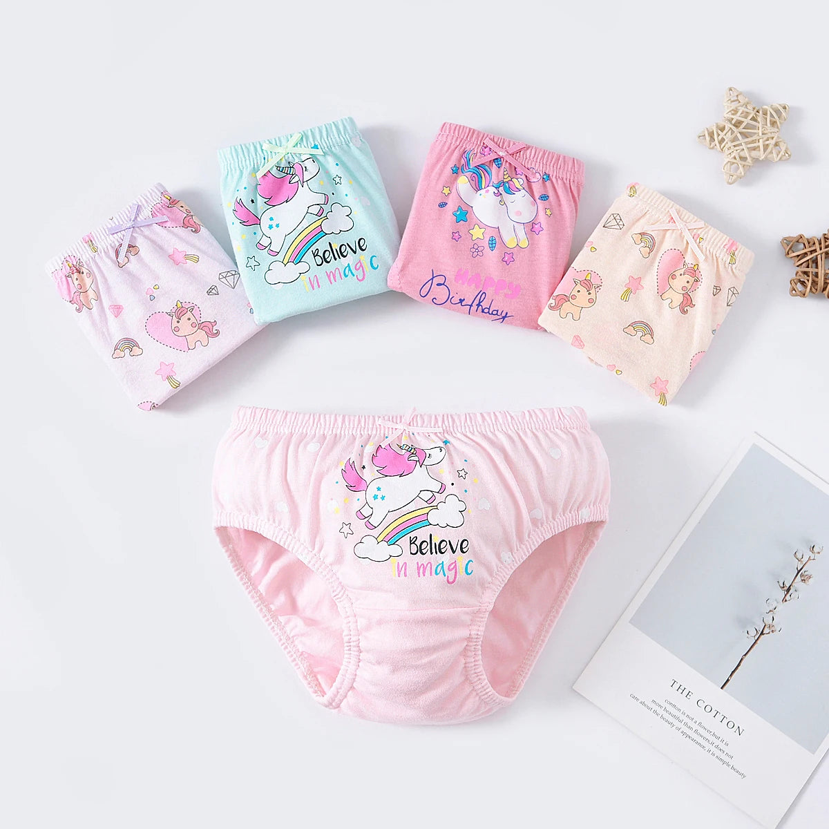 5 Packs/Box Children Underwear Girls Panties Cotton Comfortable Toddlers Kids Triangle Underpants Breathable Briefs For Girls