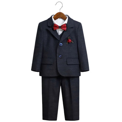 Child Boy Wedding Suit 1-14 Years Teenage Boy Suits Outfits Set Spring Autumn Elegant Boy Formal Performance Costume Suit Set