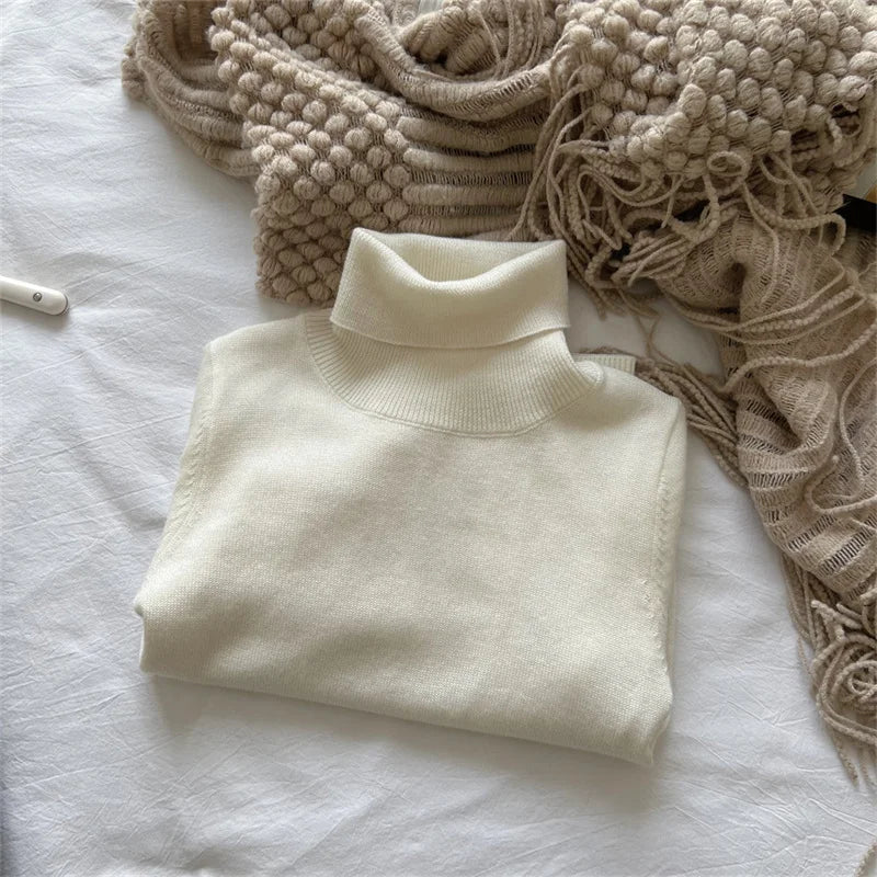 Boys Girls Sweaters Kids High Neck Warm Knitted Pullover Children Winter Turtleneck Teenager Fashion Solid Color Coats 1-12Y