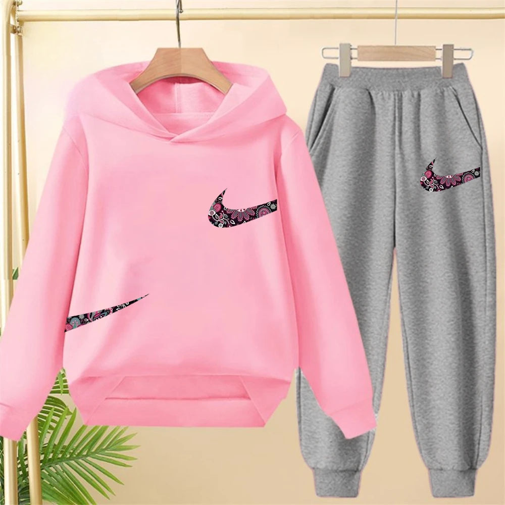 Children's Hoodie Coat +Pants black Children Boys Girls Hoodie Tops Leisure Sweatshirr Toddler 3-12 Year new fashion Clothing