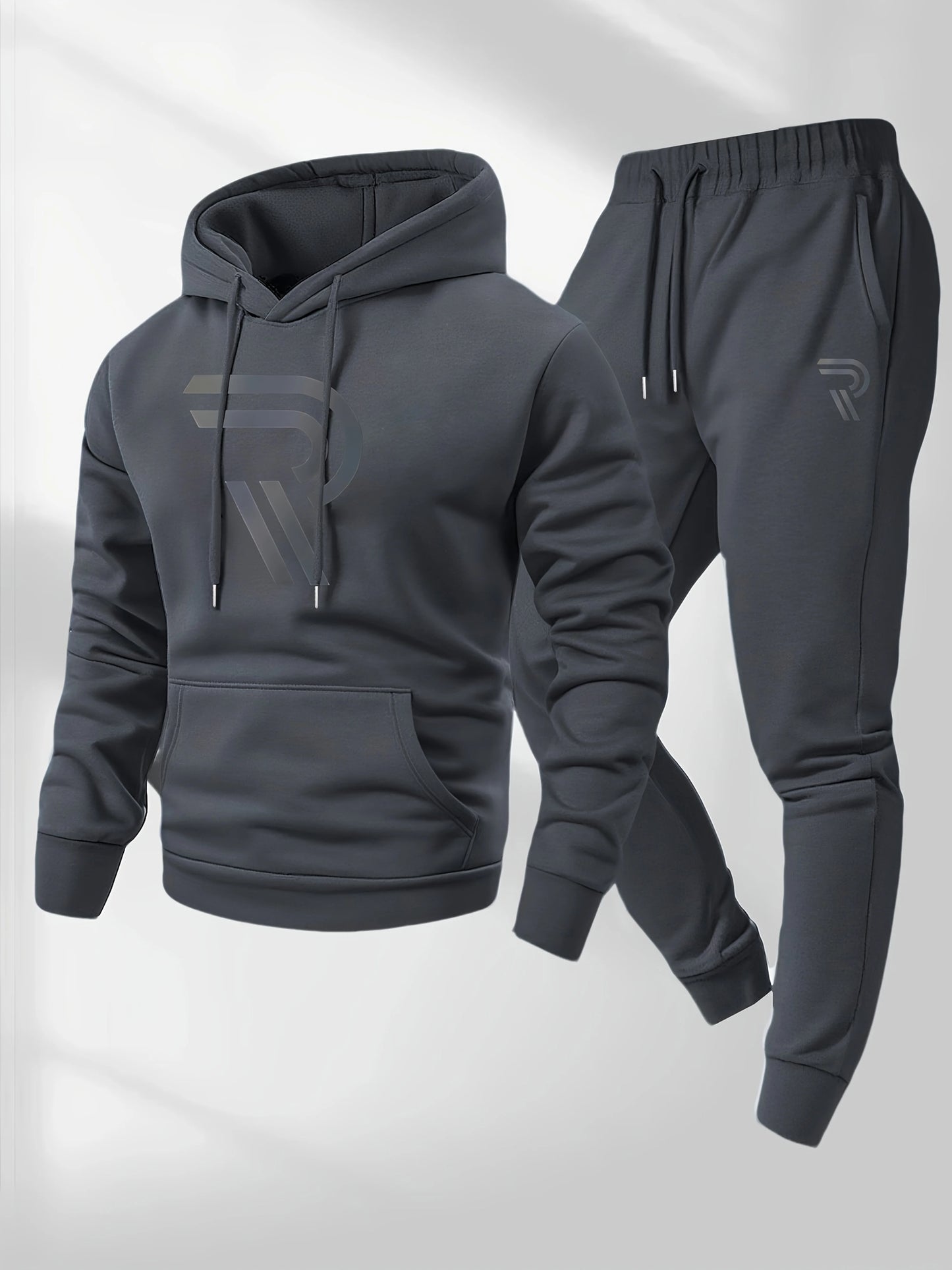 Men'S Casual Fashion Personalized Sports Suit，Includes A Hooded Sweatshirt And Matching Pants