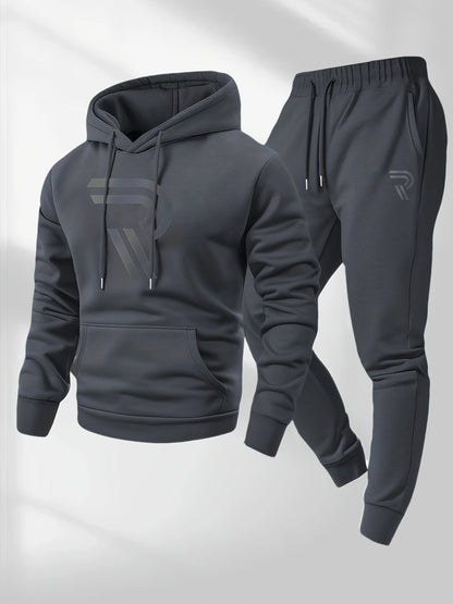 Men'S Casual Fashion Personalized Sports Suit，Includes A Hooded Sweatshirt And Matching Pants