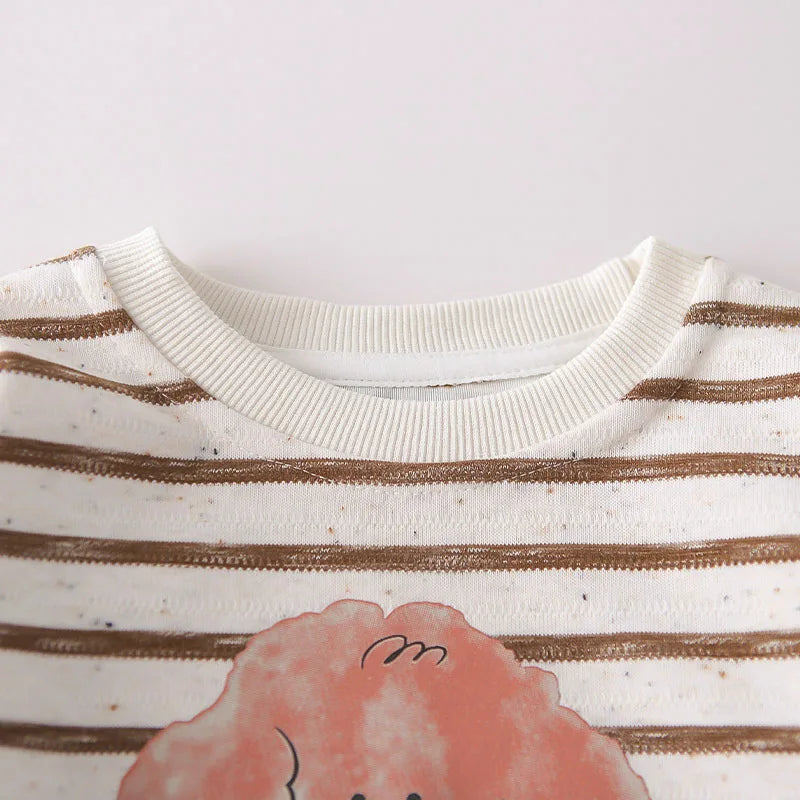 1-5Y Baby Girls Clothes Cute Casual New Style Outfit Kids Boys Clothing Cotton Puppy Print Striped Sweatshirt Tops and Pants Set
