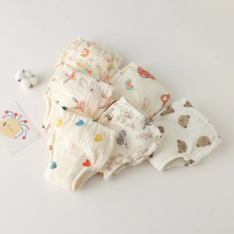 10 Pcs Reusable Baby Training Pants Washable Kids Cloth Diaper Nappies Changing Underwear Infant Toddler Potty Training Panties