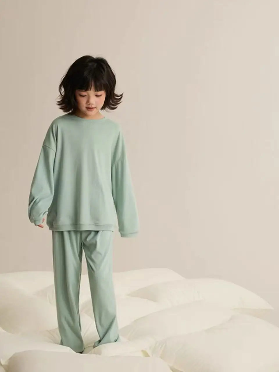 Girls Pajamas Sets Winter Autumn Sleepwear for Kids Solid Color Children's Loungewear Set Teenager Underwear Baby Pijama 3-14T