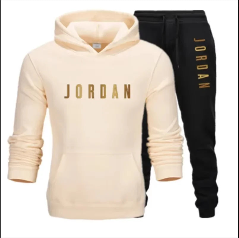 Men's printed sports suit hoodie and sweatpants two-piece set suitable for casual sports street wear