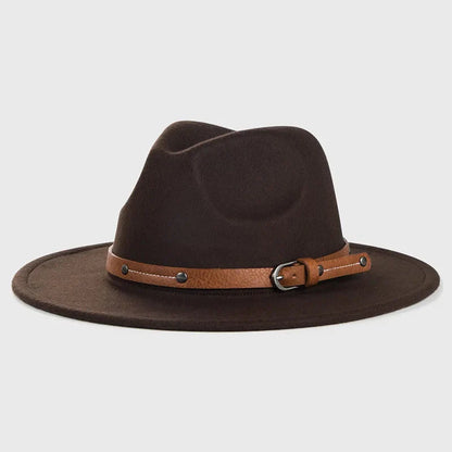 Unisex Wool Fedora – Flat-Brim Felt Hat for Fall & Winter