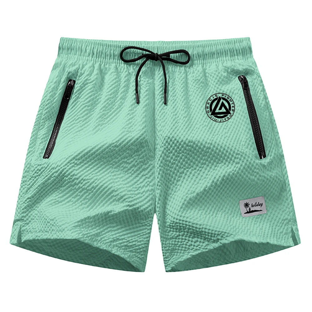 Men's Casual Printed Swim Trunks For Beach Swimming Surfing Beach Wear Summer Outdoor Fitness Training With Zippered Pockets