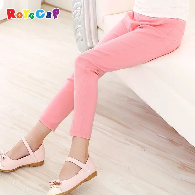Girls Pants Children Pencil Leggings Elastic Kids Spring autumn Fashion Candy Colors Slimming Large Bottoming Pants