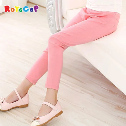 Girls Pants Children Pencil Leggings Elastic Kids Spring autumn Fashion Candy Colors Slimming Large Bottoming Pants
