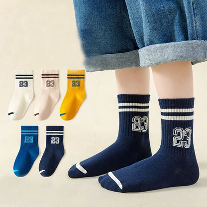 5 Pairs Kids Boys Girls Socks Children Baby Toddler Sport Socks School Students Spring Autumn Soft Cotton Fashion Mid Tube Socks
