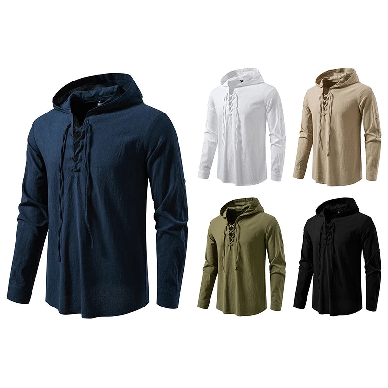 Men Long Sleeve Shirts Drawstring Style Mens Dress Shirts Hoody Casual Male Clothes Chemise Hemd Homme Hoodie Shirt H264