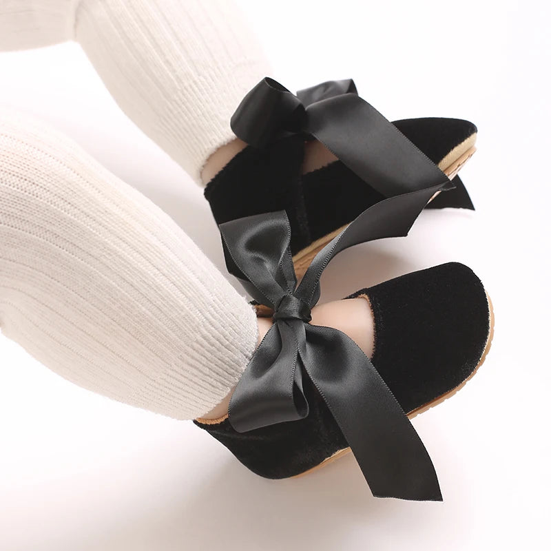 Girls' Princess Baby Shoes Cute Bow Flat Bottom Walking Children's Shoes First Step Newborn Baby Comfortable Soft Sole Footwear