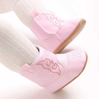 Boys and Girls Baby Boots Soft Bottom Non-slip Baby Foreign-style Western Cowboy Leather Boots Baby Shoes