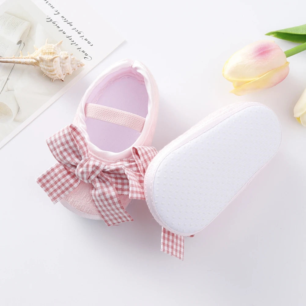 Baby Girls  Flats with  Infant Non-Slip Soft Sole Cute Bowknot Shoes Newborn Princess Wedding Shoes Toddler First Walkers 0-12M