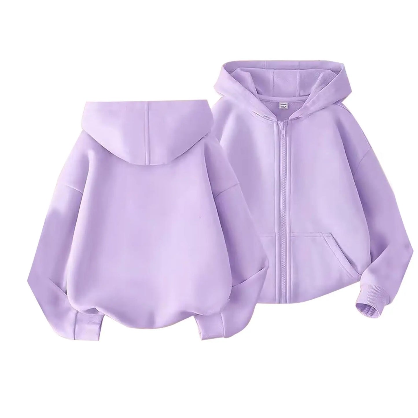 Kids Hoodie Jacket Plain Color Zip Hooded Sweatshirt Casual Outerwear Long Sleeve Boy Girl Coat Trend Style Wear Casual Look