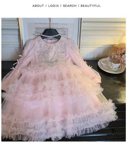 Baby Girls Clothing 2025 Autumn and Winter New Item Beautiful Dress Solid Color Pretty for Little Girls