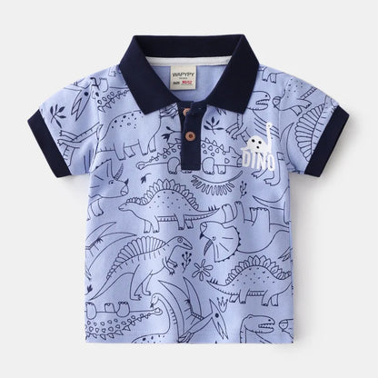 Baby Boy Clothes Summer Short Sleeve Children's Polo Shirts Toddler Kids Cotton T-shirts Boys Lapel Cartoon Tees Kids Sport Tops
