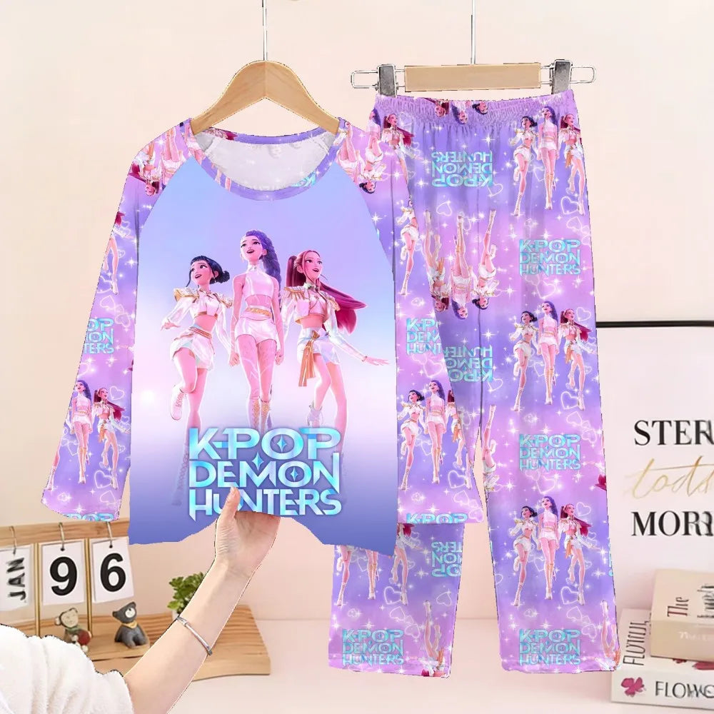 Girls Pajamas Sets Spirng Kpop Kids Long Sleeve Sleepwear Children's Pyjamas Boys Girls Cartoon 2pcs Homewear Clothes Loungewear