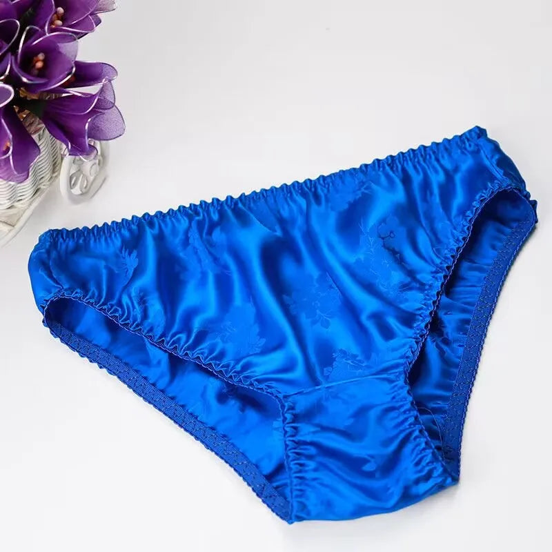 Silk Underwear Women's Large Size XXL e Breathable Antibacterial Low Waist Comfortable Innerwear Daily Use Cartoon Pat...