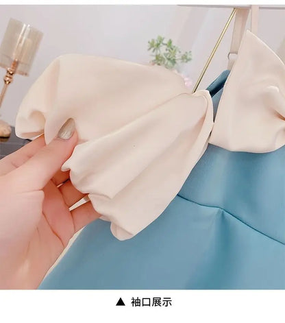 Girls Summer Dress Fashion Bow Birthday Party Princess Dresses Clothing Children Outfits Vestidos LT