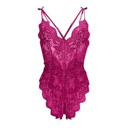Women Lingerie Short Lightweight Nightgown Flower Lace Underwear Babydoll V Neck Sleepwear Strap Chemise, Add Female Charm