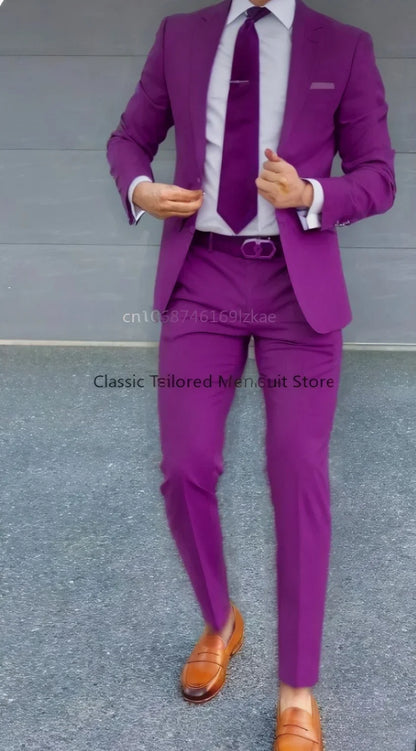 Men's Suit 2 Piece Suit   Jacket Pants Formal Wedding Tuxedo Groom Clothes Custom Color Blazer XS-5XL