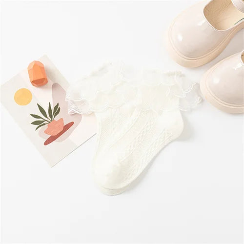 2023 Autumn Kids Socks For Girls Lace Tutu Baby Cotton Princess Children's Girls Socks Fashion Ruffled Teenagers Sock 1-15Years