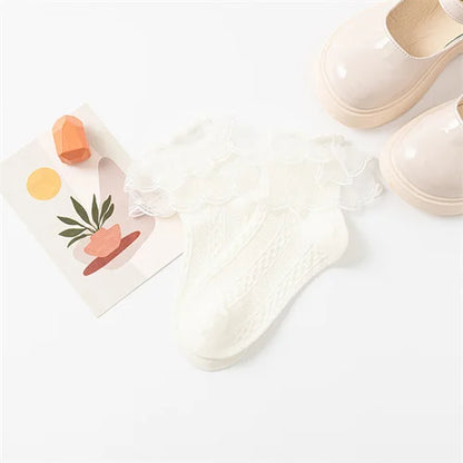 2023 Autumn Kids Socks For Girls Lace Tutu Baby Cotton Princess Children's Girls Socks Fashion Ruffled Teenagers Sock 1-15Years