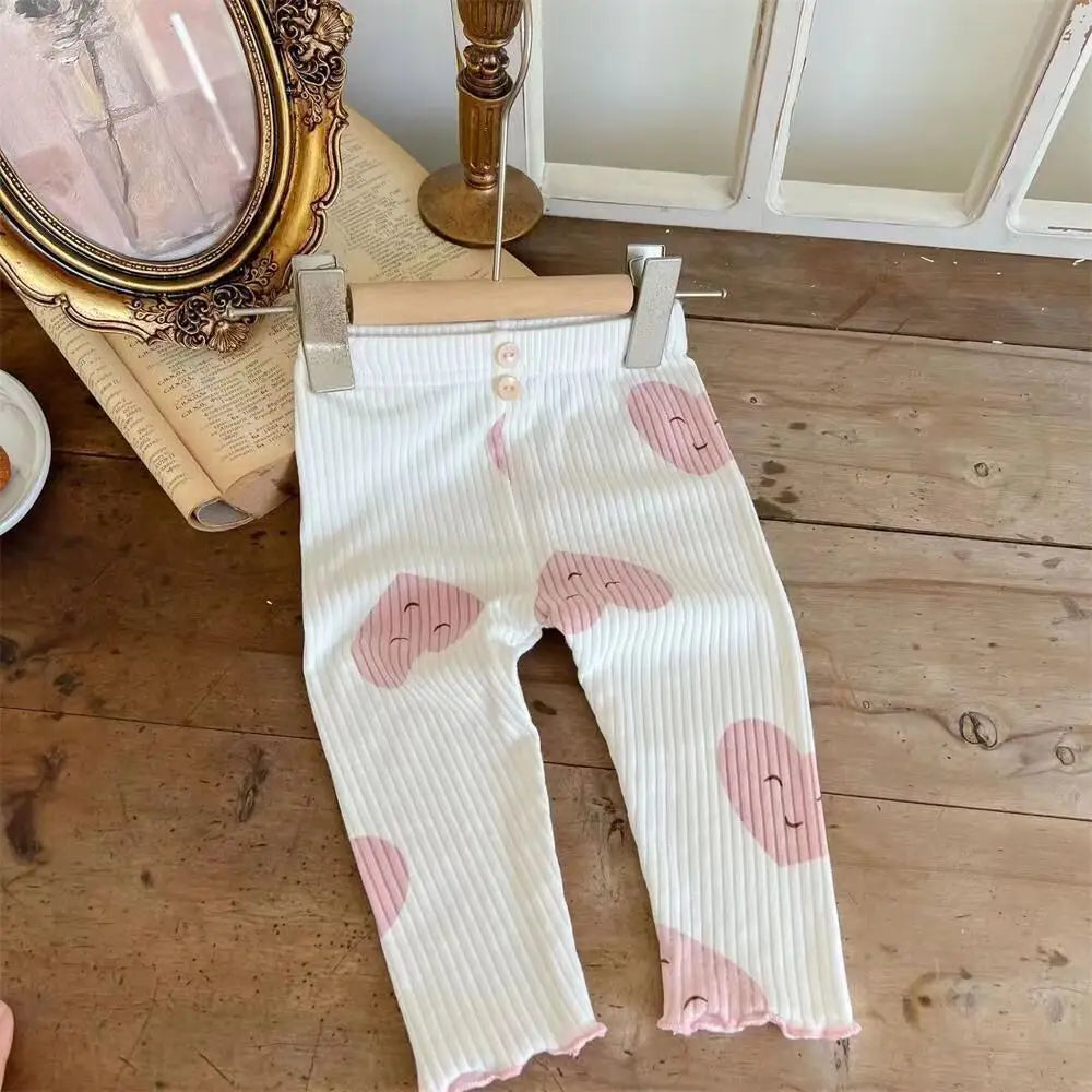 New Girls' Pajamas Homewear Children's Long-Sleeved Ice-Silk Pajamas Two-Piece Wood Earring Set Air-Conditioning Suit Suit