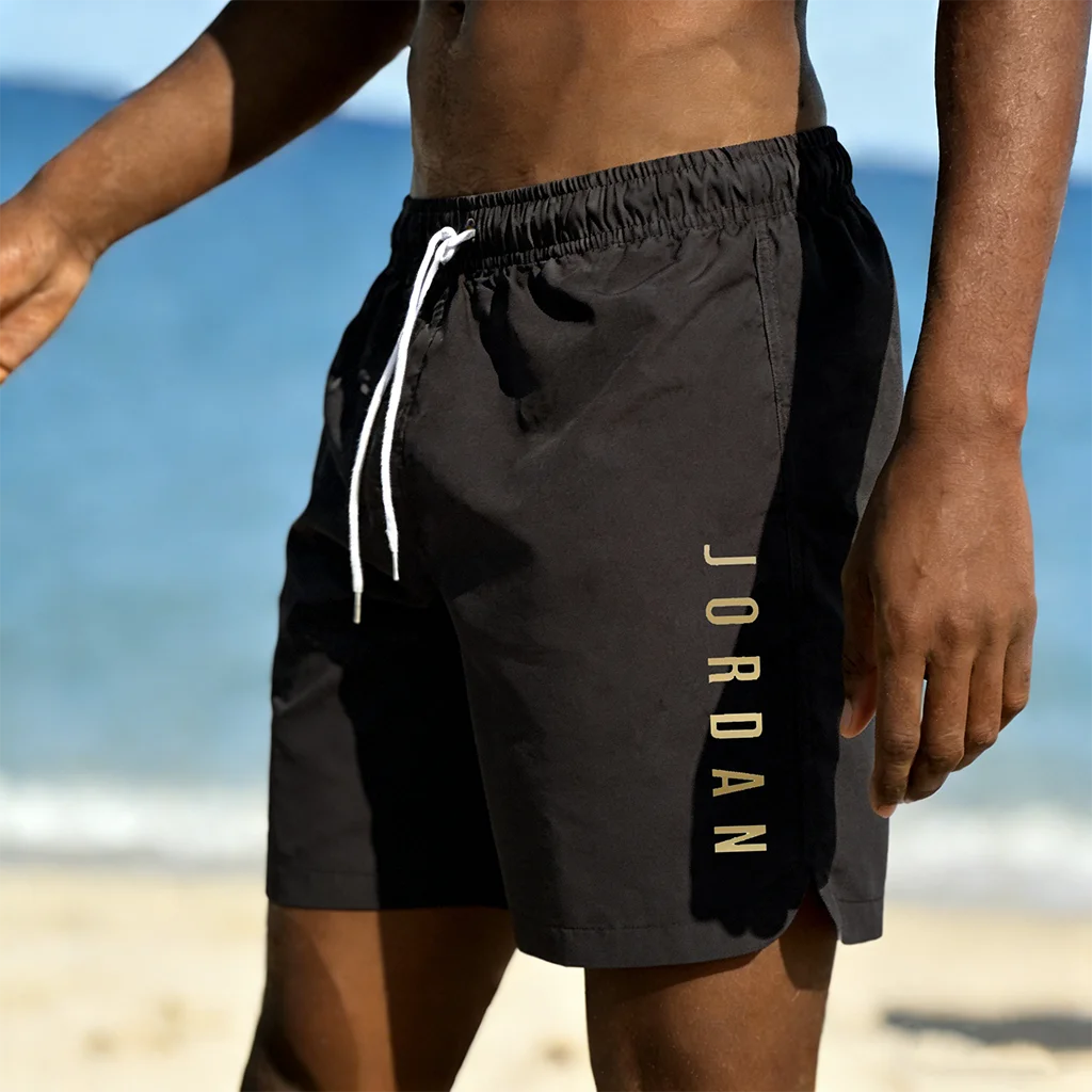 Men's beach shorts for summer swimming, fitness, quick drying, swimming with drawstring, fashionable and casual daily shorts