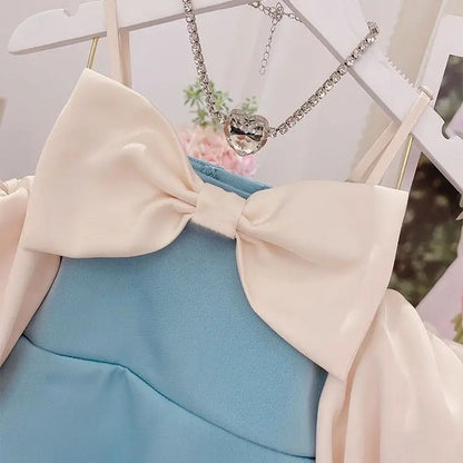 Girls Summer Dress Fashion Bow Birthday Party Princess Dresses Clothing Children Outfits Vestidos LT