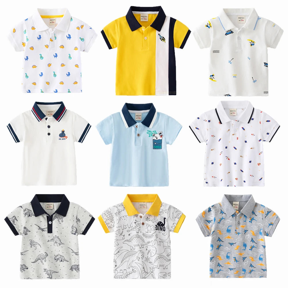 Baby Boy Clothes Summer Short Sleeve Children's Polo Shirts Toddler Kids Cotton T-shirts Boys Lapel Cartoon Tees Kids Sport Tops