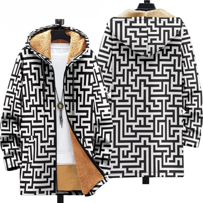 Men Cardigans Coats Retro Aztecs Printed Plush Thick Winter Abstract Art Graphics Jackets Casual Streetwear Unisex Clothing