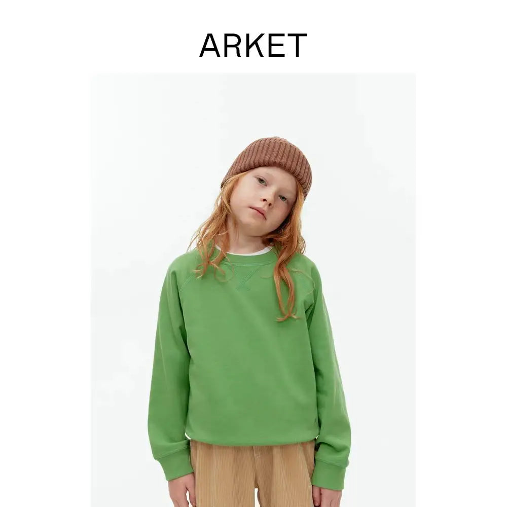 Fashion Girls Boys Sweatshirts Clothing Autumn Solid Color Casual Long Sleeve Loose Tops Children's Clothes Teen 6 8 10 12 Years
