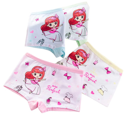 Girls Briefs Fine Cotton Underwear Cute Prints Panties Kids Breathable Soft Healthy Underpants Girls Boxer 4pcs/Lot Size 3-10T