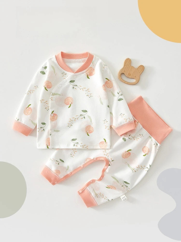 Baby Underwear Set Autumn and Winter Newborn Clothes Pure Cotton Bottom Split High Waist Men's and Women's Baby Clothes 2pce Set