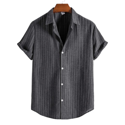 Summer Men Casual Formal Shirt Tops Short Sleeve Striped Shirts Man Fashion Business t Shirt Social Beach Tee Shirt Man Clothing