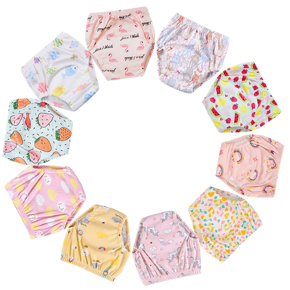 10 Pcs Reusable Baby Training Pants Washable Kids Cloth Diaper Nappies Changing Underwear Infant Toddler Potty Training Panties